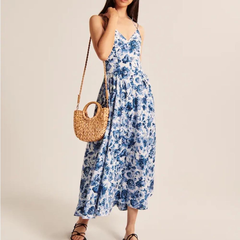 Abercrombie Strappy Plunge Corset Maxi Dress size XXSP